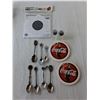 Image 2 : (2) Coca-Cola Coasters, (7) Souvenir Spoons, Target Papers 5.75", Misc.