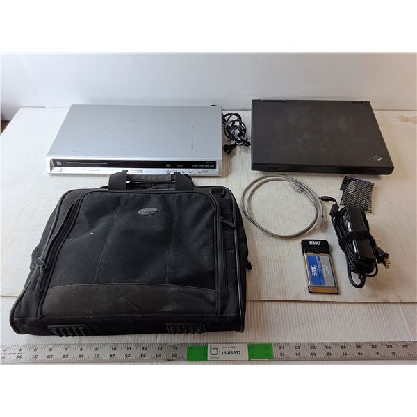 Panasonic DVD Player- Powers On, IBM Laptop- As Is, Case (Oil Smell) 