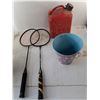 Image 2 : 5L Jerry Can, (2) Basketballs, (2) Badminton Racquets, Misc.-Cannot Ship