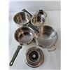 Image 2 : Kitchen Lot- (4) Pots, Strainer, Frying Pan, (4) Lids