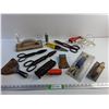Image 1 : Tin Shears, Hatchet Head, Dry Wall Tools, Bowstring Wax and Misc