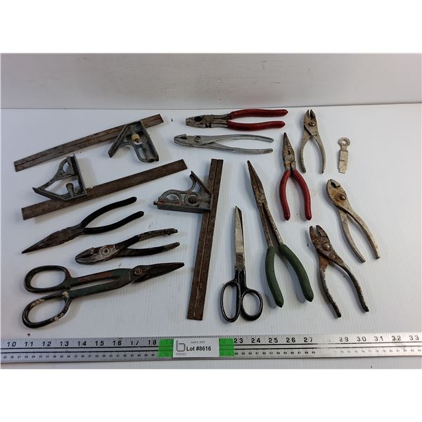 Tin Shears, Pliers, Carpenters Squares, Scissors