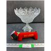 Image 1 : Footed Glass Bowl and St Louis Plush Dog