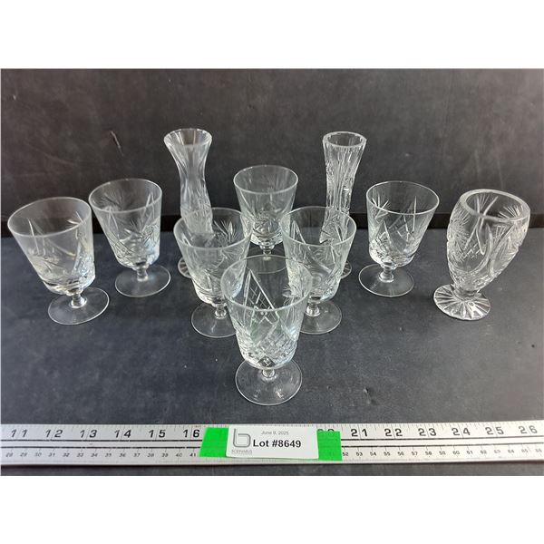 Crystal Goblets and (2) Vases