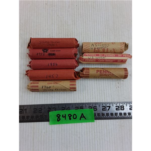(8) Rolls of Vintage Canadian & US Pennies