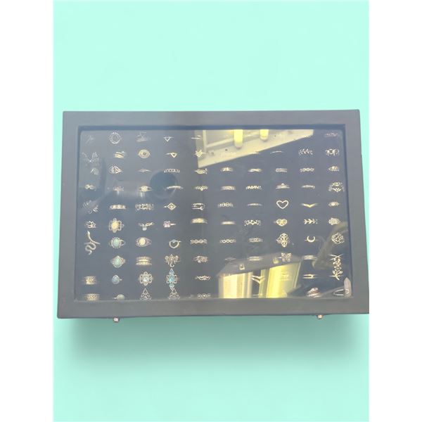 Display case with many rings