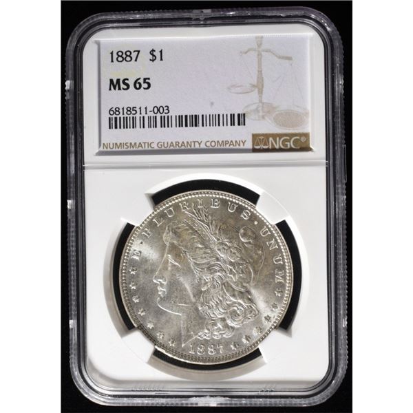 1887 MORGAN DOLLAR NGC MS65