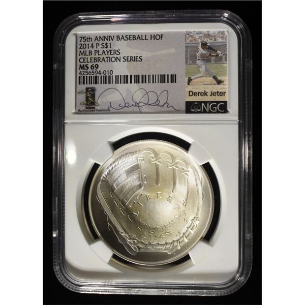 2014 BASEBALL COMMEM $1 NGC MS-69 JETER SIGNED