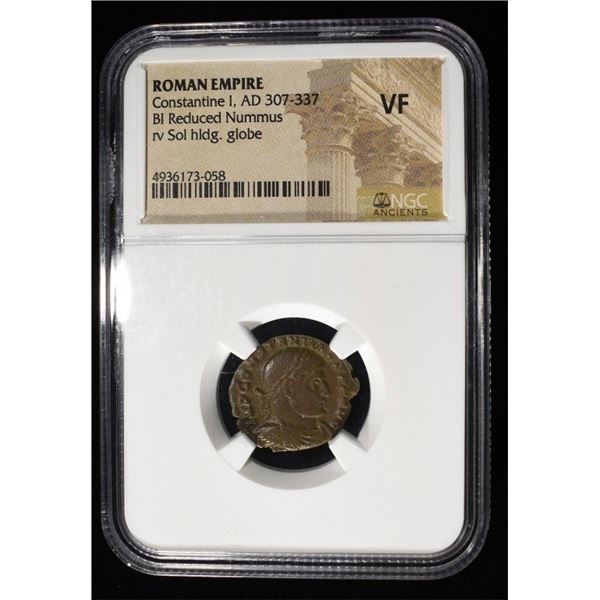 AD 307-337 CONSTANTINE I, BI REDUCED NUMMUS NGC VF