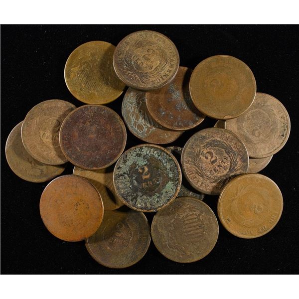 (18) UNKNOWN DATE 2 CENTS PIECES