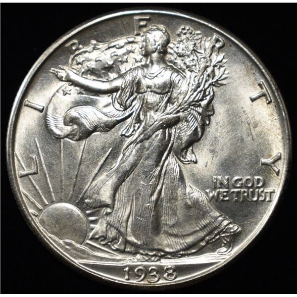 1938-D WALKING LIBERTY HALF DOLLAR CH/GEM BU