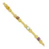 Image 3 : 18K Gold & Bezel Set Multi Color Cabochon Gemstone Scroll Grooved Link Bracelet
