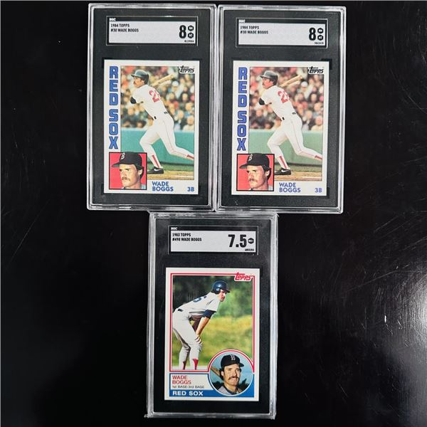 Set of (3) Wade Boggs Baseball Cards - SGC Graded