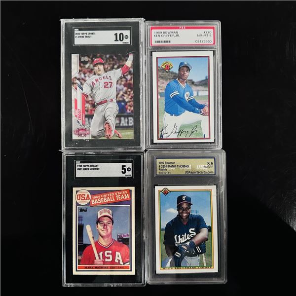 Set of (4) Baseball Cards - Trout, Griffey Jr., McGwire & Frank Thomas - Mixed G