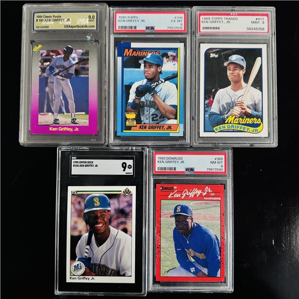 Set of (5) Ken Griffey Jr. Baseball Cards - Graded Lot