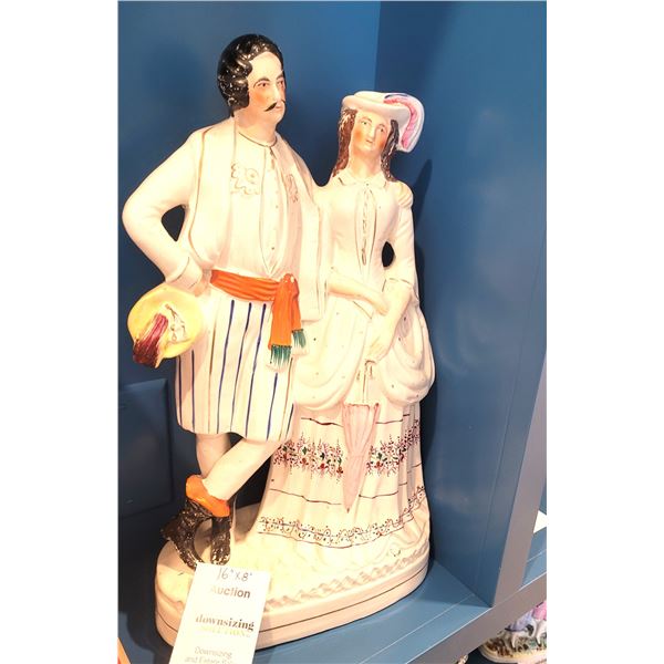 Large Antique Staffordshire Porcelain Figurine of A Couple   A