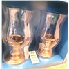 Image 1 : Brass & Glass Hurricane Candle Holders A