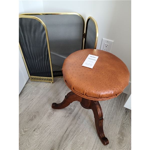 Leather Stool & Fire Screen B