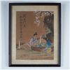 Image 1 : Chinese Watercolor Painting on Silk, Scene of Two Women with Blossoms
