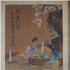 Image 2 : Chinese Watercolor Painting on Silk, Scene of Two Women with Blossoms
