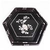 Image 4 : 2pc Hexagonal Black Lacquer Trays with Mother-of-Pearl Inlay Design