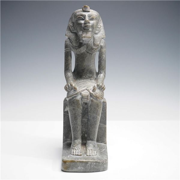 Egyptian Seated Pharaoh Stone Figure