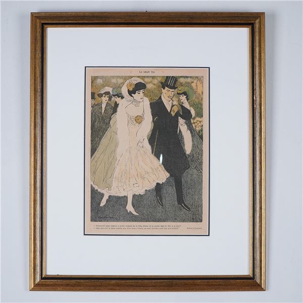 Vintage Lithograph, "La Gran Via" by Cardona