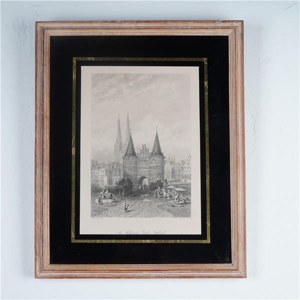 After Carl Werner, Antique Engraving on Paper, The Holsten Gate Lubeck