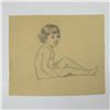 Image 1 : Original Graphite Drawing on Paper, Nude of a Sitting Girl