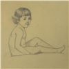 Image 2 : Original Graphite Drawing on Paper, Nude of a Sitting Girl