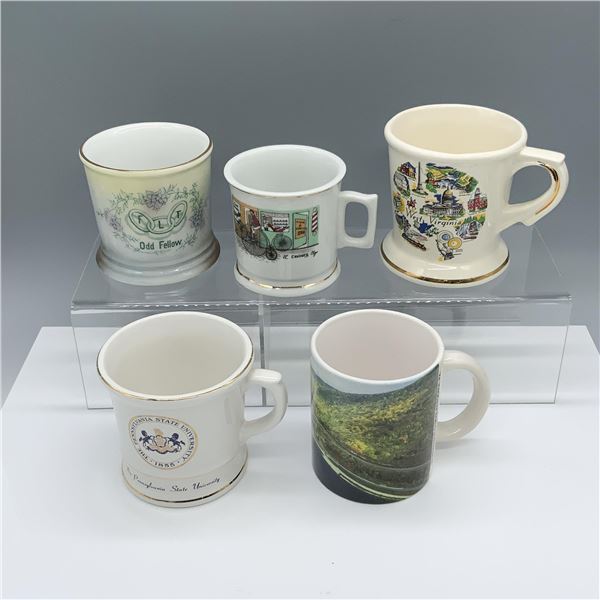 5pc Porcelain Pennsylvania and Assorted Mugs