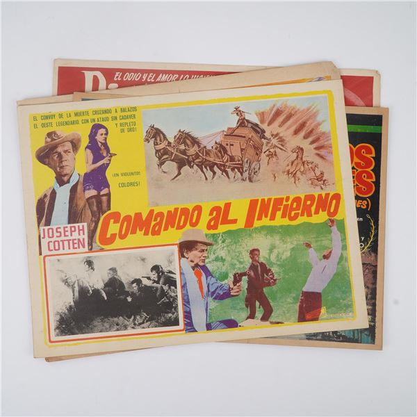 4pc Vintage Mexican Lobby Cards, Color Offset Film Posters