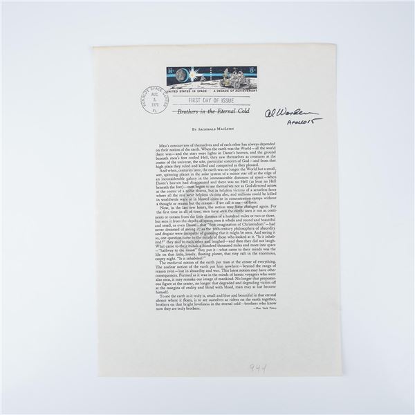 Alfred Worden Signed Commemorative Poem