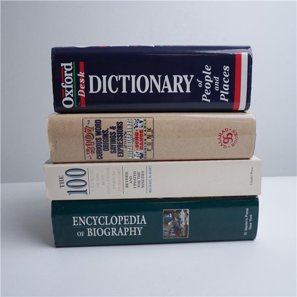 Set of 4 Reference Books on Language, Biography, and History