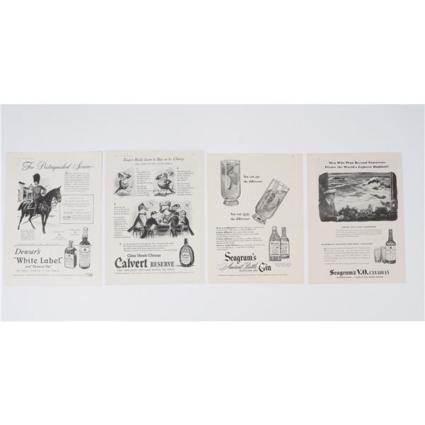 4pc Vintage The Playbill Liquor Advertisements