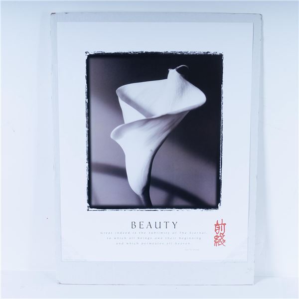 Contemporary Black & White Poster Lily w/ Tao Te Chin Quote