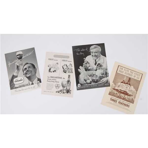 4pc Mid-Century Beer and Whiskey Print Advertisements