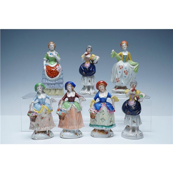 7pc Occupied Japan Porcelain Lady Figurines Collection