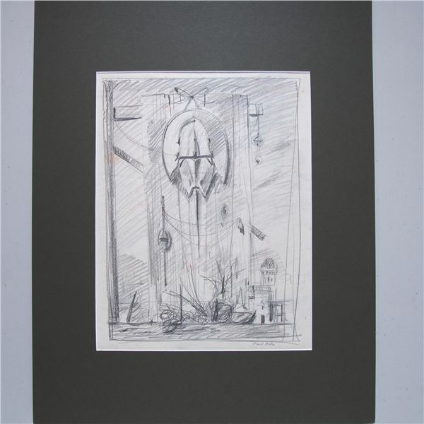 Paul Riba, Original Graphite Drawing on Paper, Signed