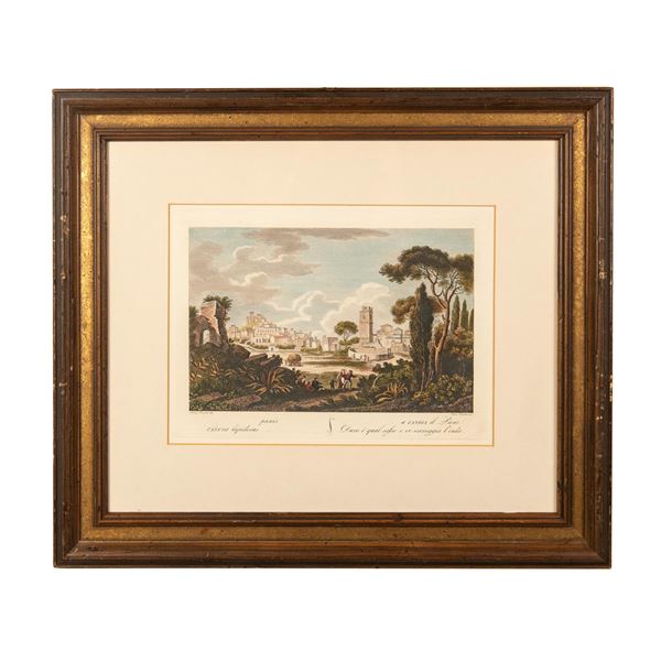 Pietro Parboni, Original Hand Colored Engraving, Campana