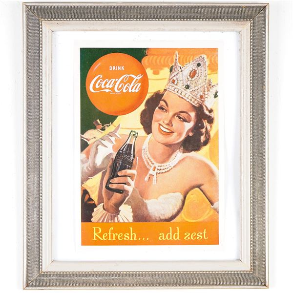 Coca-Cola Framed Advertising Print, Refresh… Add Zest