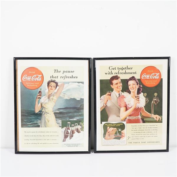 2pc Coca-Cola Advertising Prints, The Pause That Refreshes