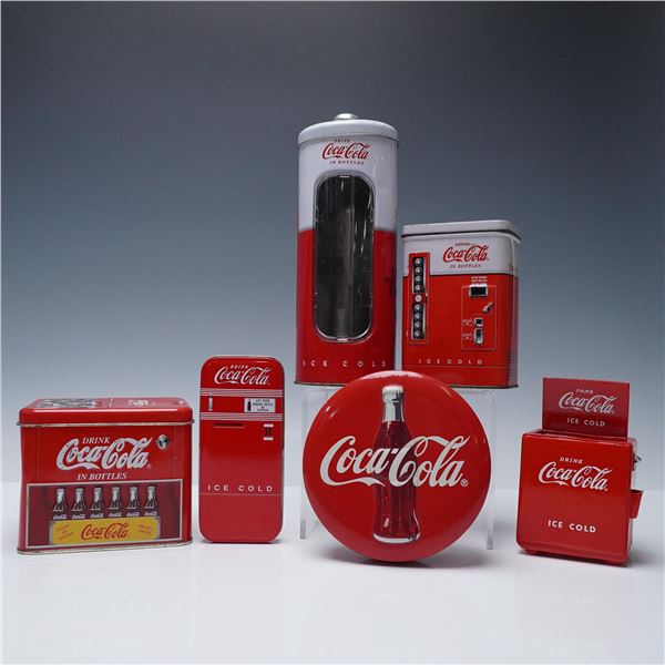 6pc Coca-Cola Collectibles, Mini Vending Machine & Tins