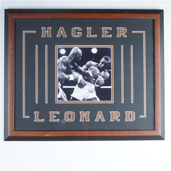 Framed Boxing Photograph, Marvin Hagler vs. Sugar Ray Leonard