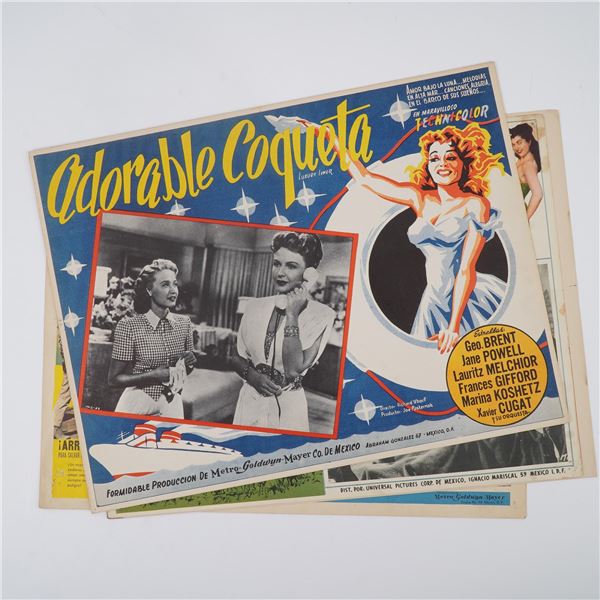 Group of 4 Vintage Mexican Lobby Cards, Musical, Drama, & Adventure Film