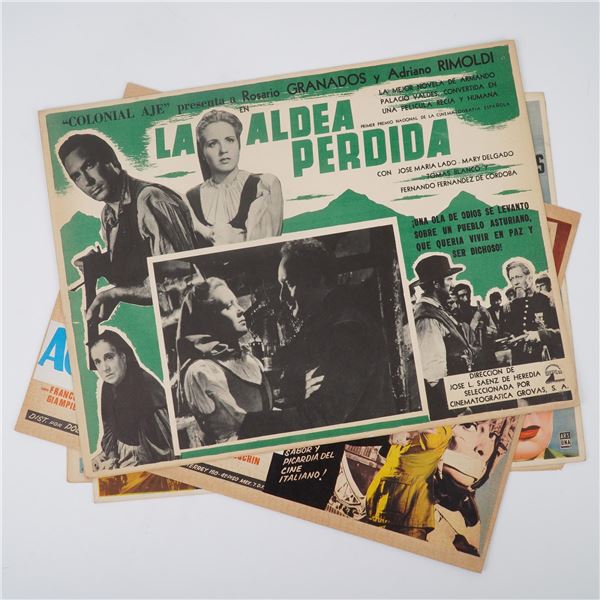 4pc Vintage Mexican Film Display Cards, Granados, Manfredi, Rambal, Fabrega