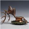 Image 4 : Figural Stag Head Mechanical Inkwell with Hunting Motif