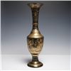 Image 1 : Solid Brass Vase, Engraved Bird and Floral Motif