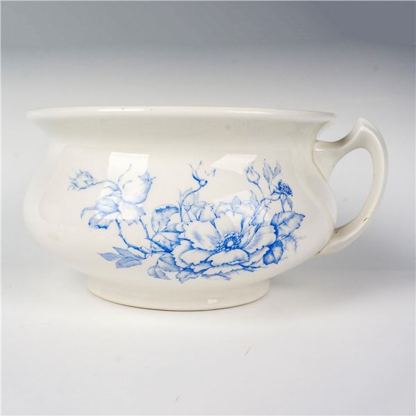 Edwin M. Knowles Semi Vitreous Chamber Pot Floral Blue