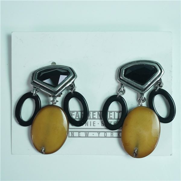 Connie Bates Buffalo Horn and Gemstone Clip-On Earrings
